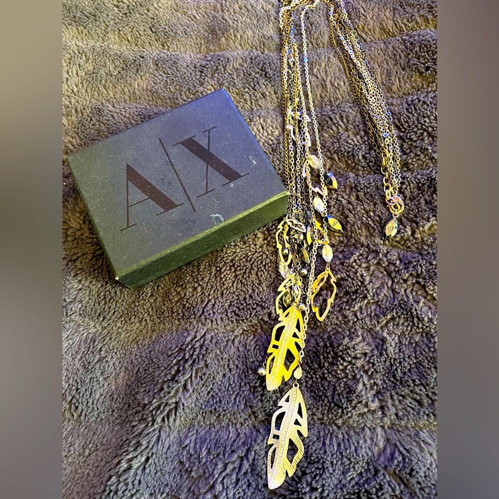 Armani Exchange, Extra Long Leaf Necklace, 25 INCHES